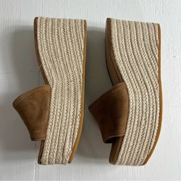Veronica Beard Gable Suede Platform Espadrille Sandals Size 8.5 Hazelwood