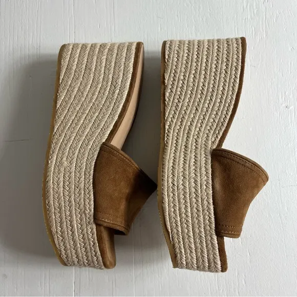 Veronica Beard Gable Suede Platform Espadrille Sandals Size 8.5 Hazelwood