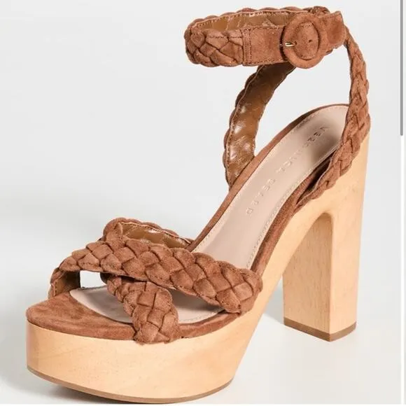 VERONICA BEARD Gael Braided Ankle Strap Sandal Platform Heels New in Box 10 Wood