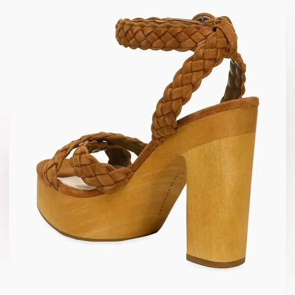 VERONICA BEARD Gael Braided Ankle Strap Sandal Platform Heels New in Box 10 Wood