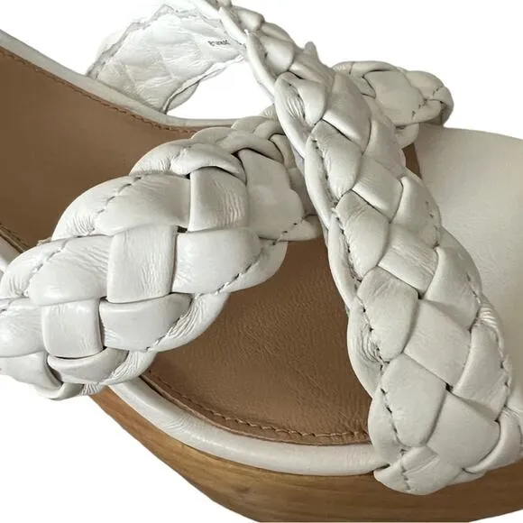 Veronica Beard Gael Platform Braided Leather Ankle Strap Heeled Sandals Size 10