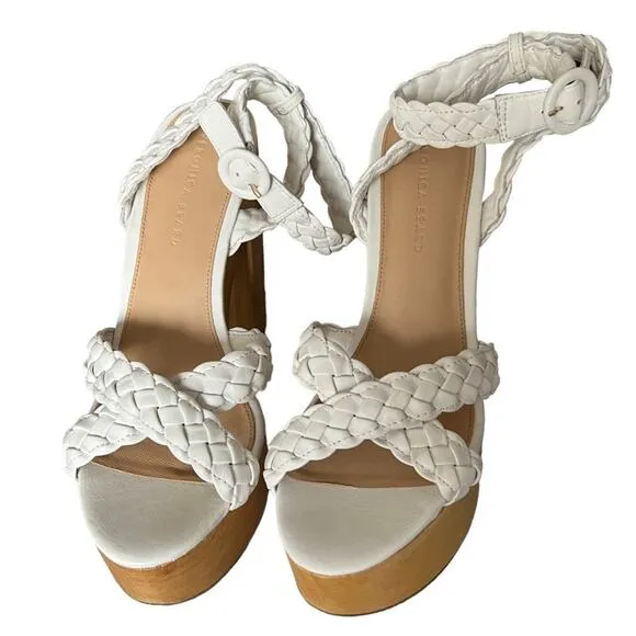 Veronica Beard Gael Platform Braided Leather Ankle Strap Heeled Sandals Size 10
