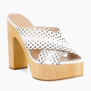 Veronica Beard Gaynor Platform Leather Sandals in White Size 8