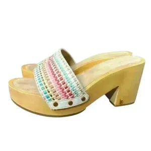 Veronica Beard Hannalee Multicolor Woven Platform Mule Sandals Womens Size 8.5