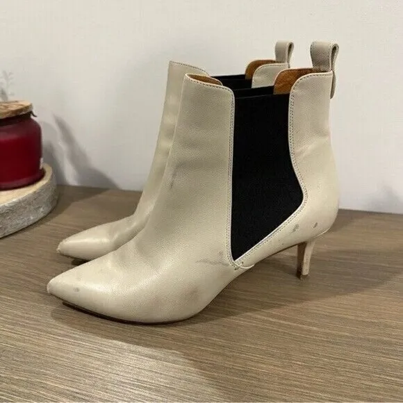 Veronica Beard Women's Parker Kitten heel Bootie in Bone Sz 7
