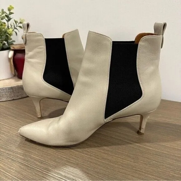 Veronica Beard Women's Parker Kitten heel Bootie in Bone Sz 7