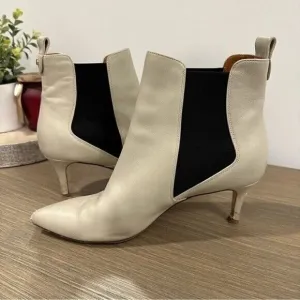 Veronica Beard Women's Parker Kitten heel Bootie in Bone Sz 7