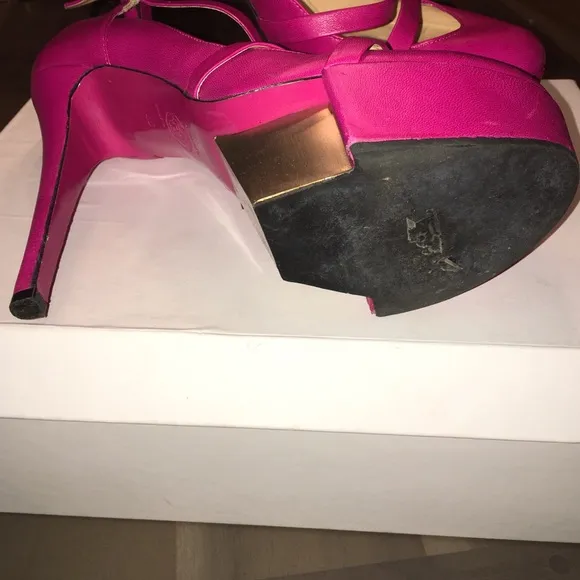 Versace Pink Platform Shoes with Glossy Finish