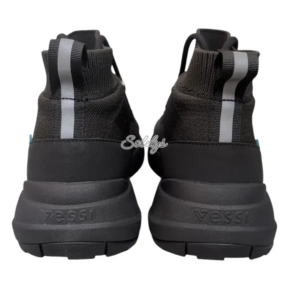 Vessi Stormburst Space Black High Top Knit Waterproof Sneaker Boot Womens 9
