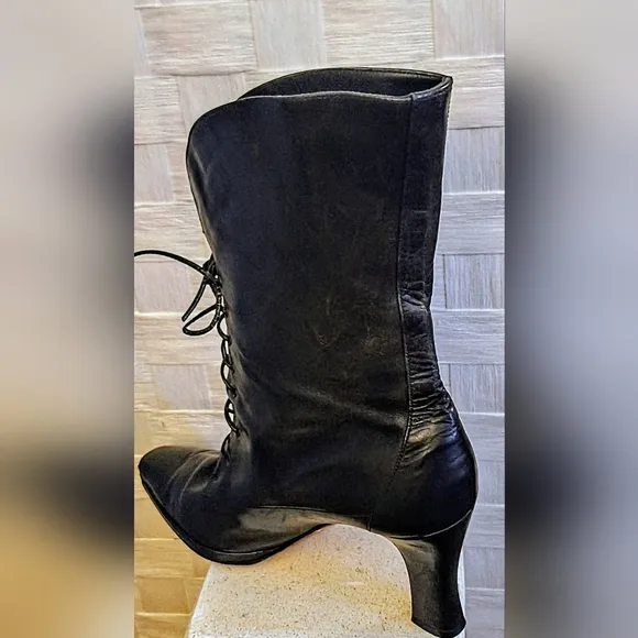 Via Spiga Vintage Leather Lace-Up Granny Boots