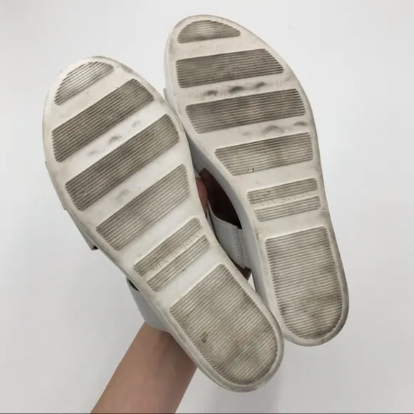 Via Spiga White Leather Kalia 1 Inch Platform Sandals Size 8.5
