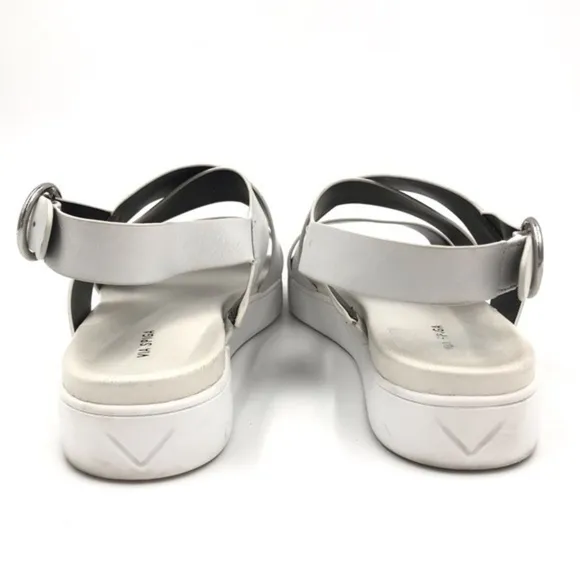 Via Spiga White Leather Kalia 1 Inch Platform Sandals Size 8.5