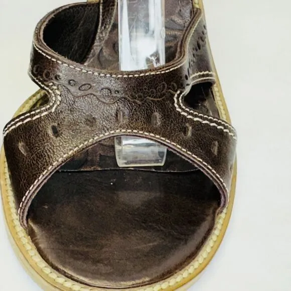 Vic Matie Ankle Strap Sandals Block Heel Size 36 Brown Leather Strappy BOHO
