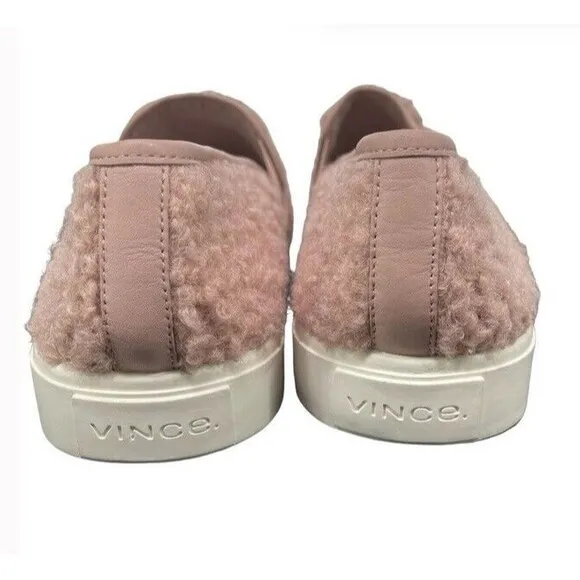 Vince Blair Blush Pink Faux Shearling Slip-On Sneaker Comfort Shoes US8 EU38