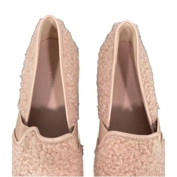 Vince Blair Blush Pink Faux Shearling Slip-On Sneaker Comfort Shoes US8 EU38