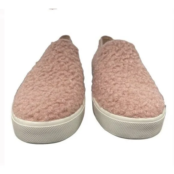 Vince Blair Blush Pink Faux Shearling Slip-On Sneaker Comfort Shoes US8 EU38