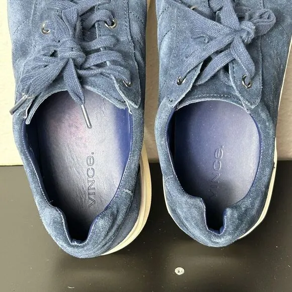 Vince Camuto Barnett Ocean Blue Suede Low-Top Sneakers Mens‎ 12 Lace Up Shoes