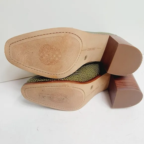 Vince Camuto Carigina Grren Croc Embossed Chunky Heel 90s Inspo Loafer Size 9.5