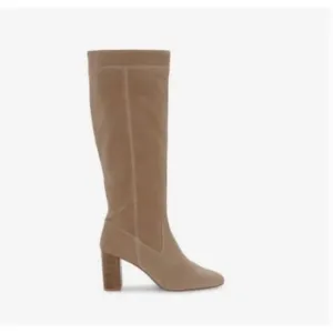 Vince Camuto Casey Knee High Boots 9 Suede Tan NWOT Heel Western Capsule Beige
