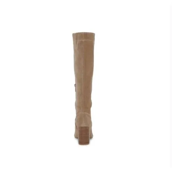 Vince Camuto Casey Knee High Boots 9 Suede Tan NWOT Heel Western Capsule Beige