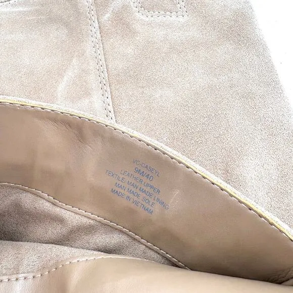 Vince Camuto Casey Knee High Boots 9 Suede Tan NWOT Heel Western Capsule Beige