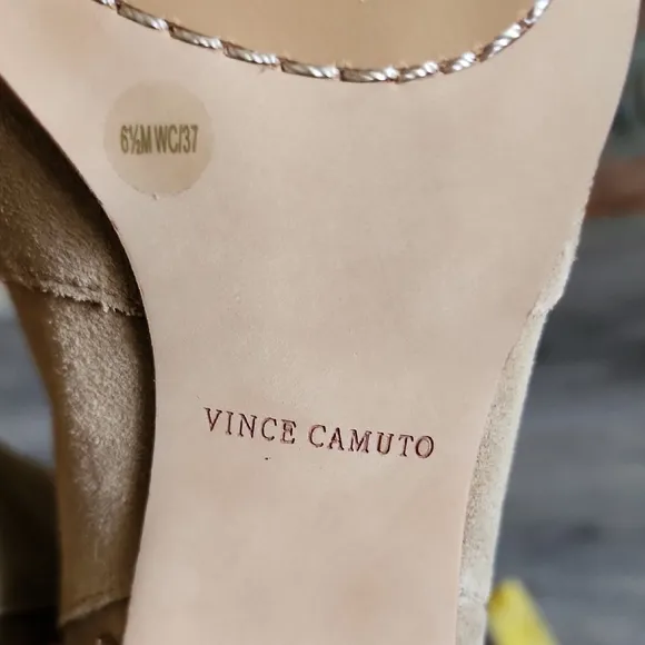 Vince Camuto Womens Heeled Leather  Suede Over the Knee Suede Boots Tan Sz 6.5M