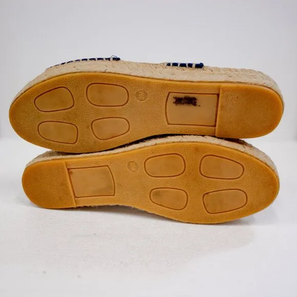 Vince Emilia Cobalt Blue Leather Platform Espadrille Sandals Elise Size 9