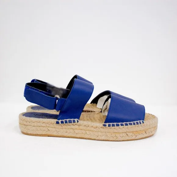 Vince Emilia Cobalt Blue Leather Platform Espadrille Sandals Elise Size 9
