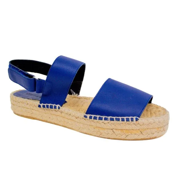 Vince Emilia Cobalt Blue Leather Platform Espadrille Sandals Elise Size 9