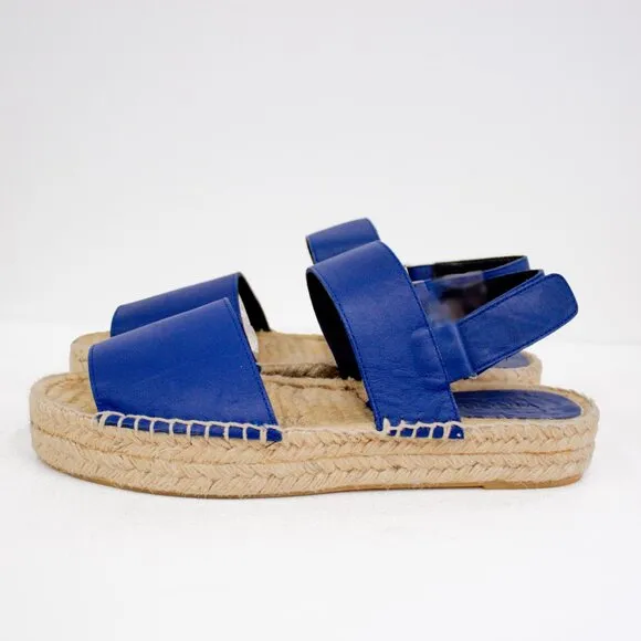 Vince Emilia Cobalt Blue Leather Platform Espadrille Sandals Elise Size 9