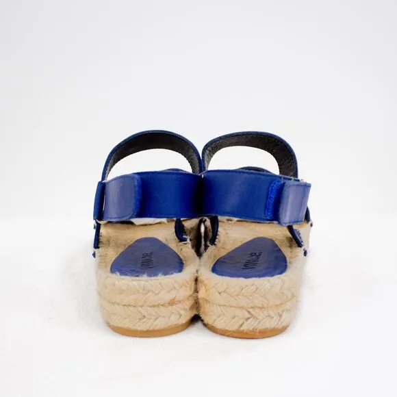 Vince Emilia Cobalt Blue Leather Platform Espadrille Sandals Elise Size 9