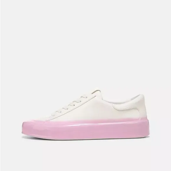Vince Gabi Dipped Lace Up Women's White and Pink Sneakers