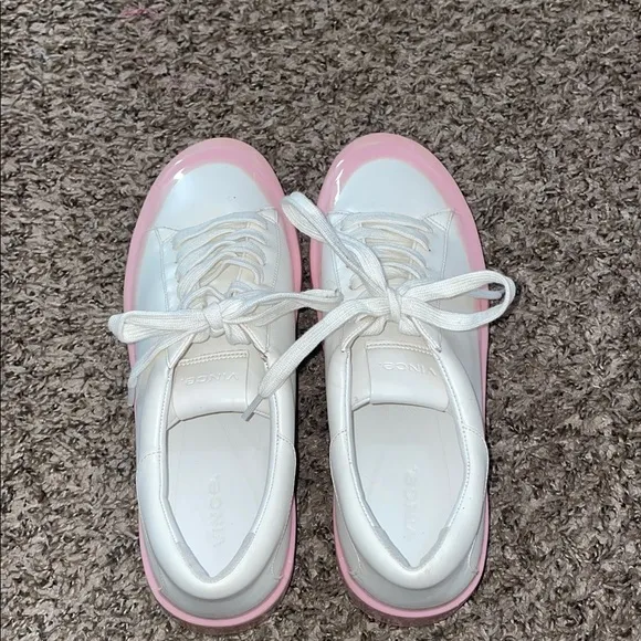Vince Gabi Dipped Lace Up Women's White and Pink Sneakers