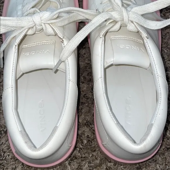 Vince Gabi Dipped Lace Up Women's White and Pink Sneakers