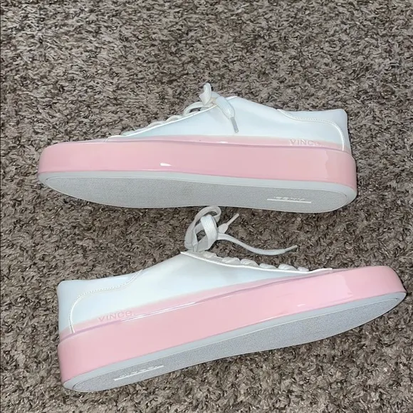 Vince Gabi Dipped Lace Up Women's White and Pink Sneakers