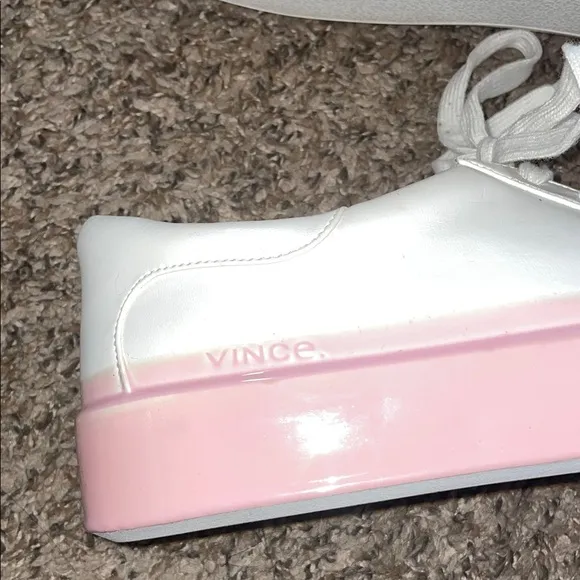 Vince Gabi Dipped Lace Up Women's White and Pink Sneakers