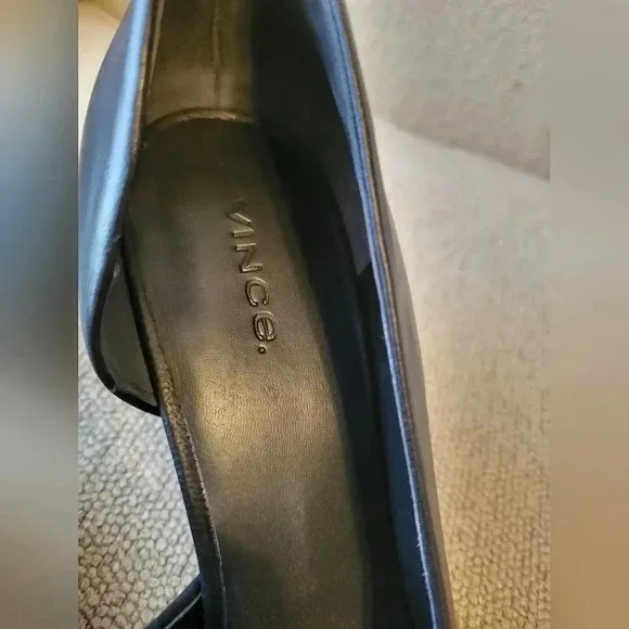 Vince Tiana Classic Chic Leather Square Toe Business Casual Black Pumps(7.5)