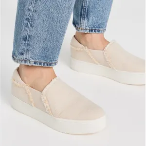 Vince Warren Fray Platform Slip On Sneakers Cream Sz 10