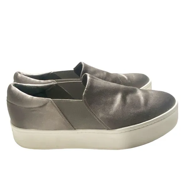 Vince Warren Women's Size 9M Shoes Silver Gray Velvet Low Top Platform Sneakers