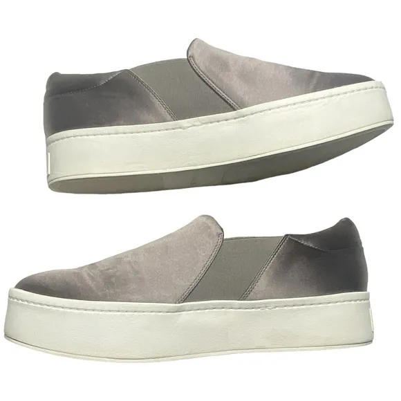Vince Warren Women's Size 9M Shoes Silver Gray Velvet Low Top Platform Sneakers