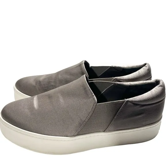 Vince Warren Women's Size 9M Shoes Silver Gray Velvet Low Top Platform Sneakers