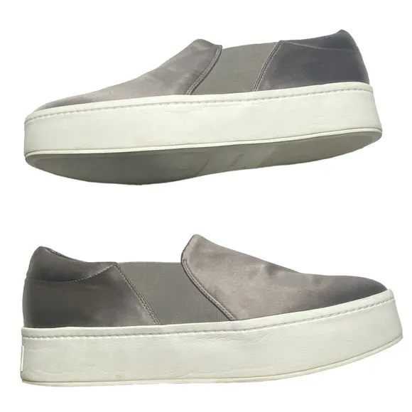Vince Warren Women's Size 9M Shoes Silver Gray Velvet Low Top Platform Sneakers