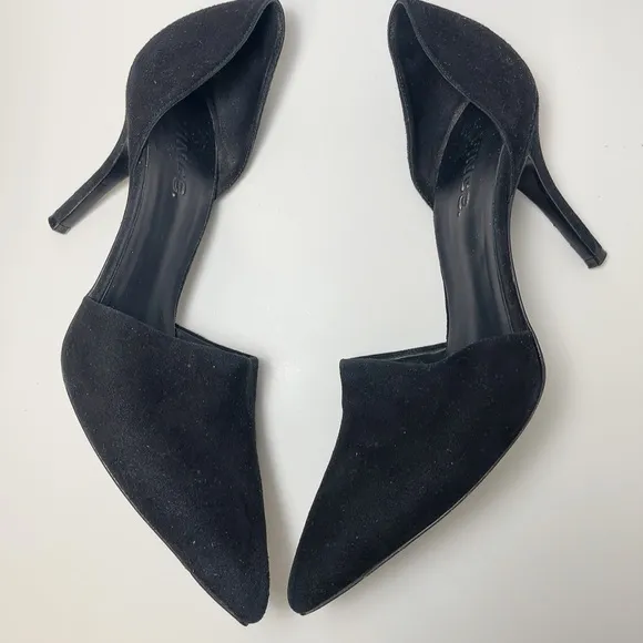 Vince Womens 8 39 Suede d'Orsay Heel Shoes In Black Color