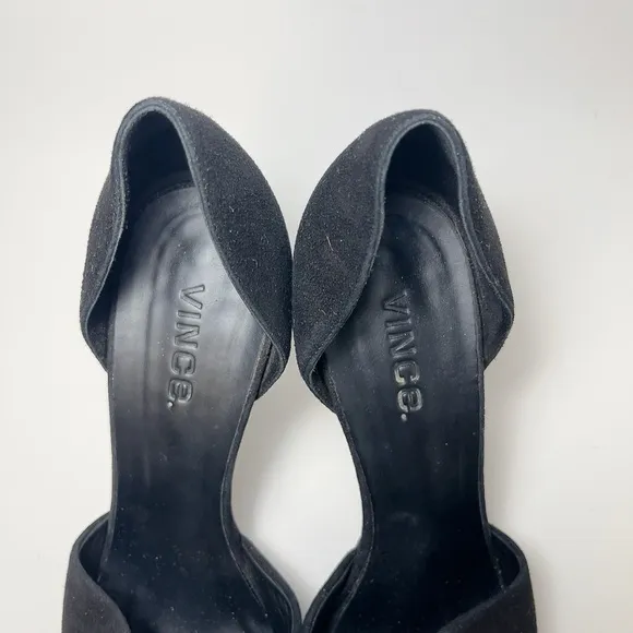 Vince Womens 8 39 Suede d'Orsay Heel Shoes In Black Color