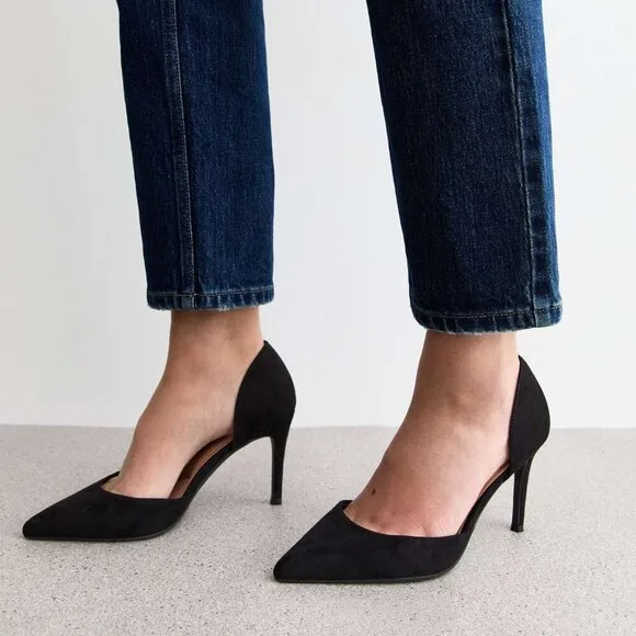 Vince Womens 8 39 Suede d'Orsay Heel Shoes In Black Color