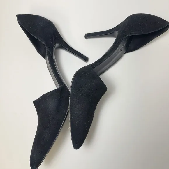 Vince Womens 8 39 Suede d'Orsay Heel Shoes In Black Color
