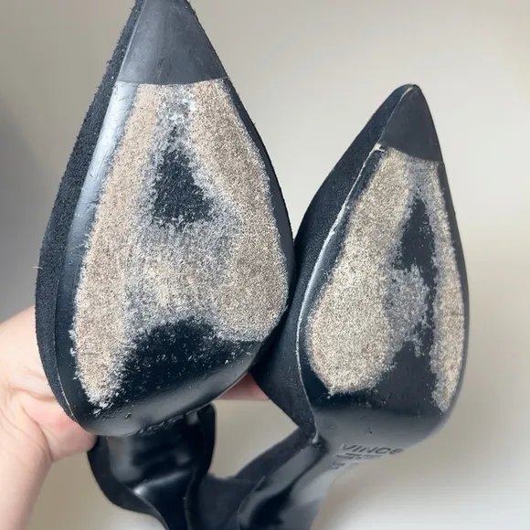 Vince Womens 8 39 Suede d'Orsay Heel Shoes In Black Color