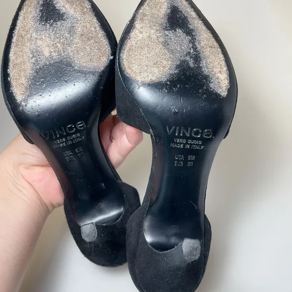 Vince Womens 8 39 Suede d'Orsay Heel Shoes In Black Color