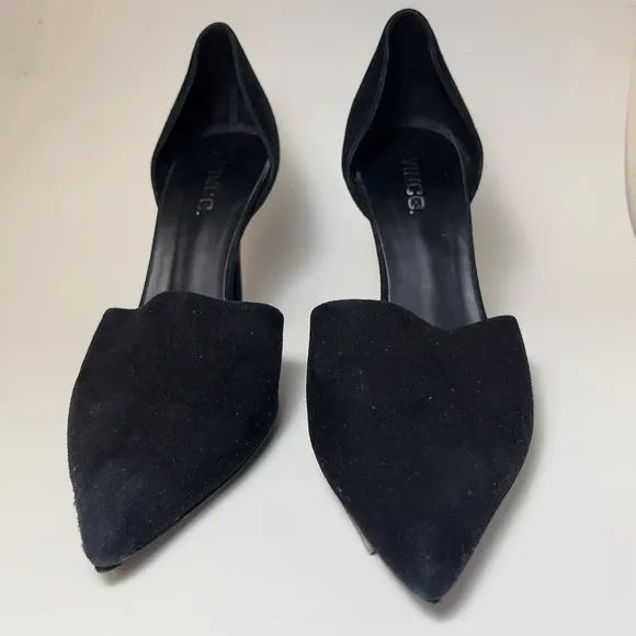 Vince Womens 8 39 Suede d'Orsay Heel Shoes In Black Color