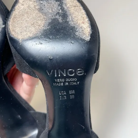 Vince Womens 8 39 Suede d'Orsay Heel Shoes In Black Color